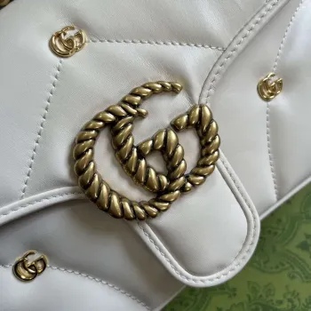 Gucci 443497 GG Marmont Malá Ramenní Taška Dvojité G Hroty Bílá