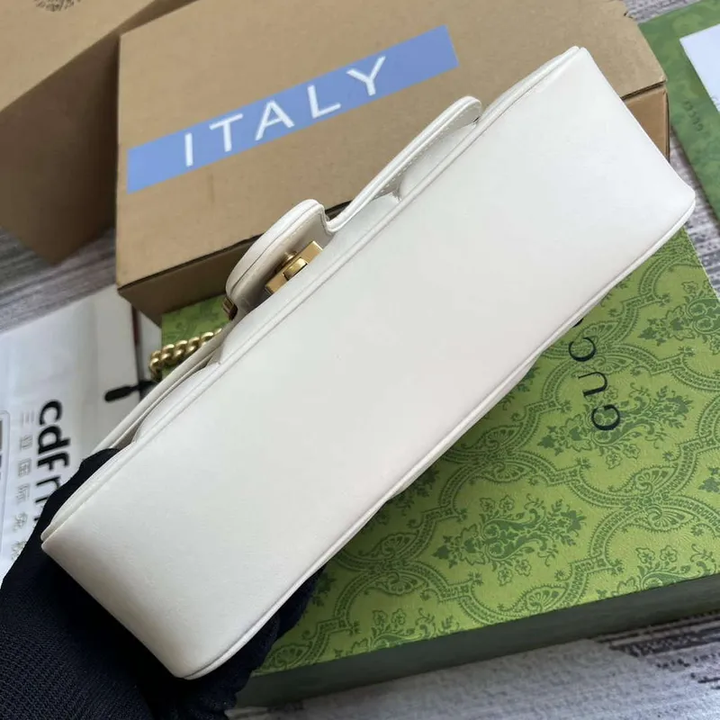 Gucci 443497 GG Marmont Malá Ramenní Taška Dvojité G Hroty Bílá