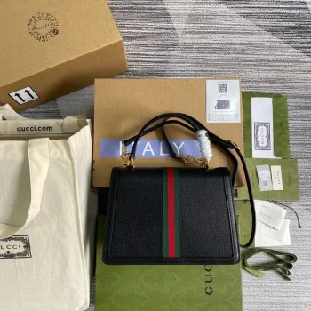 Gucci 651055 Ophidia Malá Taška S Horním Uchem S Webem Černá Kůže