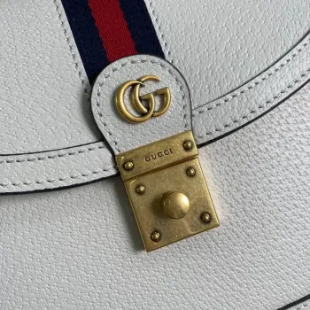 Gucci    651055 Ophidia Malá Taška S Horním Uchem S Webem Bílá kůže
