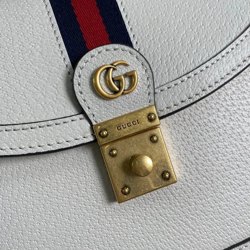 Gucci    651055 Ophidia Malá Taška S Horním Uchem S Webem Bílá kůže
