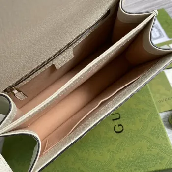 Gucci    651055 Ophidia Malá Taška S Horním Uchem S Webem Bílá kůže