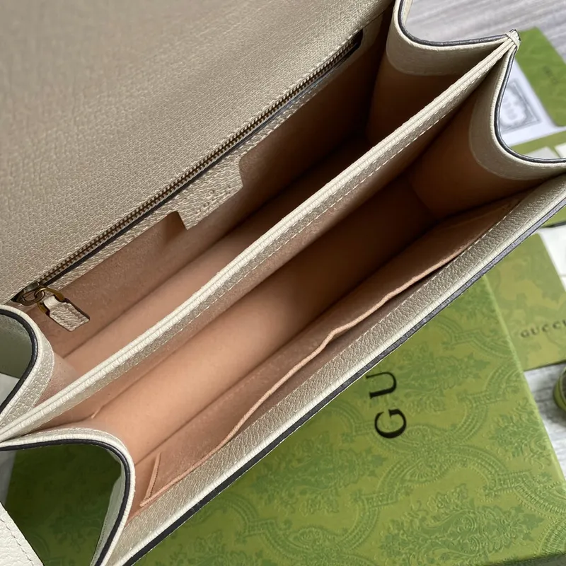 Gucci    651055 Ophidia Malá Taška S Horním Uchem S Webem Bílá kůže