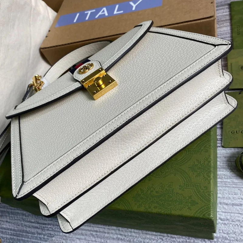 Gucci    651055 Ophidia Malá Taška S Horním Uchem S Webem Bílá kůže