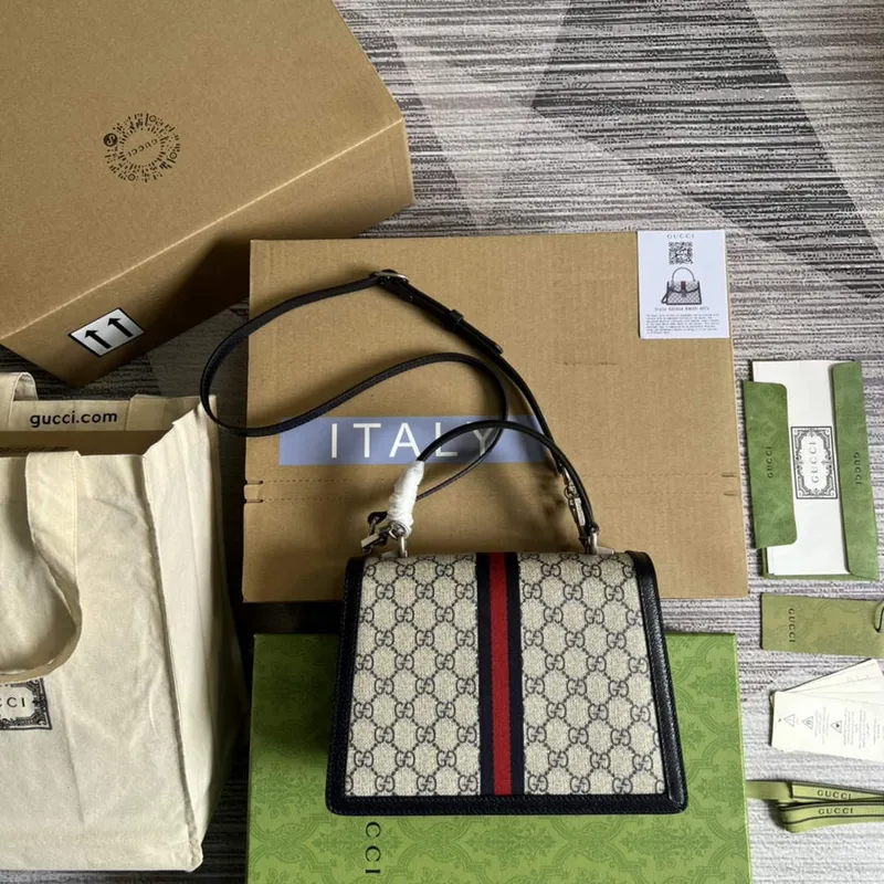 Gucci 651055 Ophidia GG Malá kabelka s horním uchopem Béžová a modrá