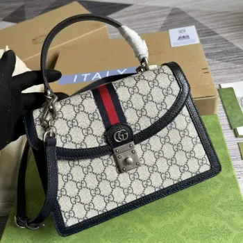 Gucci 651055 Ophidia GG Malá kabelka s horním uchopem Béžová a modrá