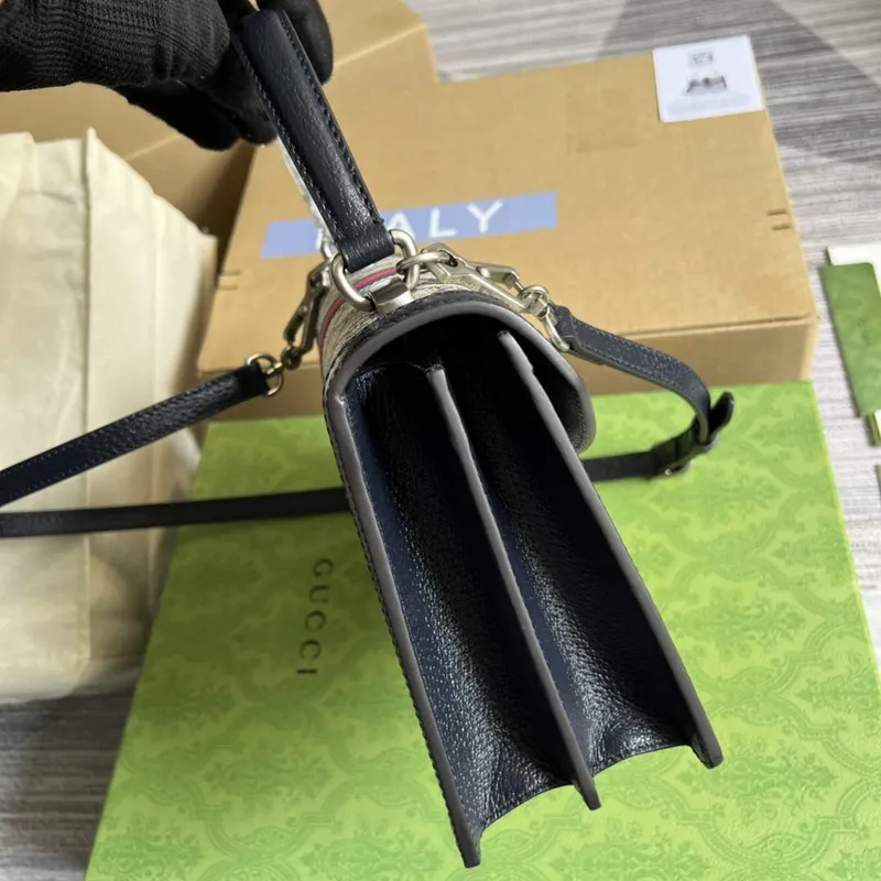 Gucci 651055 Ophidia GG Malá kabelka s horním uchopem Béžová a modrá