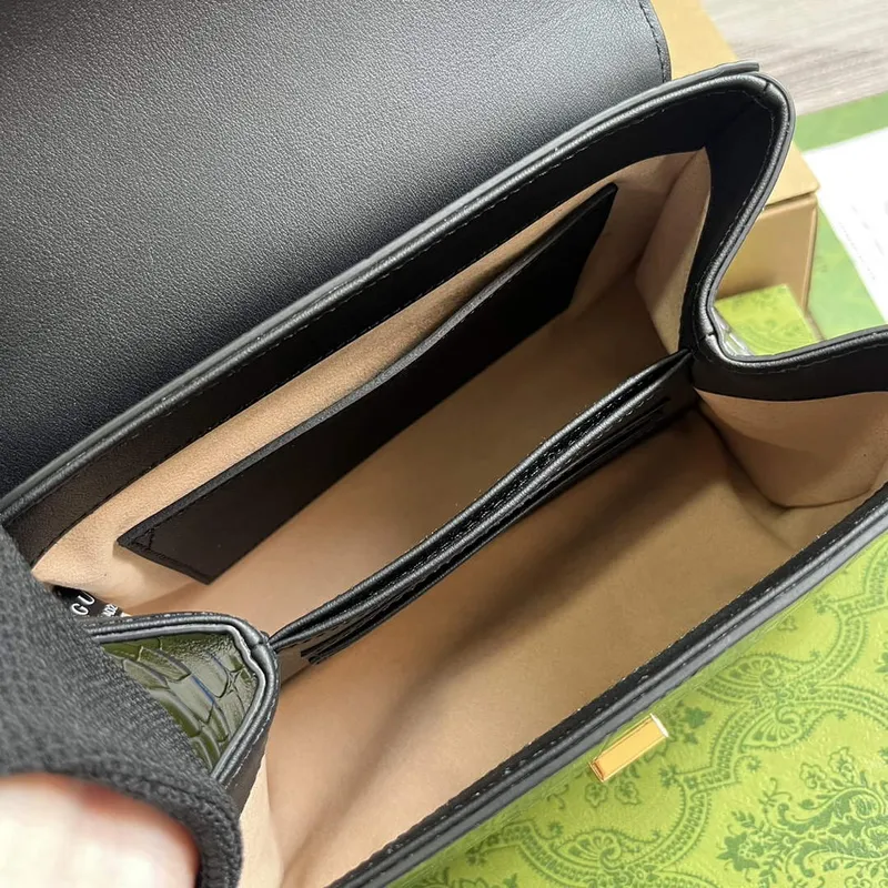 Gucci 703848 Gucci Horsebit 1955 Mini Taška Černá krokodýlí kůže