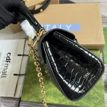 Gucci 703848 Gucci Horsebit 1955 Mini Taška Černá krokodýlí kůže