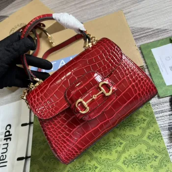 Gucci 703848 Gucci Horsebit 1955 Mini Taška Červená krokodýlí kůže