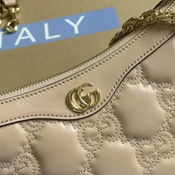 Gucci 735049 Křížové tašky GG matelassé kabelka Růžová béžová kůže