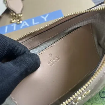 Gucci 735049 Křížové tašky GG matelassé kabelka Růžová béžová kůže