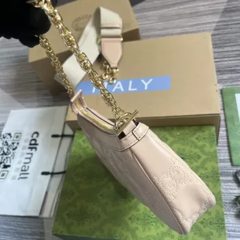 Gucci 735049 Křížové tašky GG matelassé kabelka Růžová béžová kůže