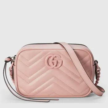 Gucci 634936 GG Marmont Mini Kabelka přes rameno Světle růžová matelassé chevron kůže