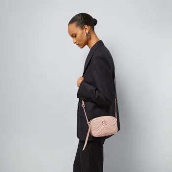 Gucci 634936 GG Marmont Mini Kabelka přes rameno Světle růžová matelassé chevron kůže