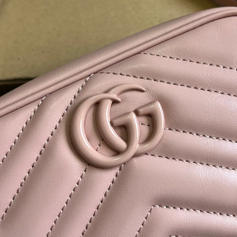 Gucci 634936 GG Marmont Mini Kabelka přes rameno Světle růžová matelassé chevron kůže