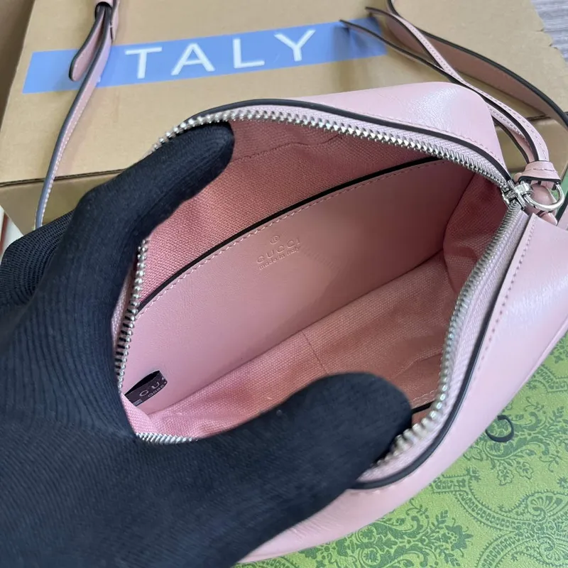 Gucci 634936 GG Marmont Mini Kabelka přes rameno Světle růžová matelassé chevron kůže