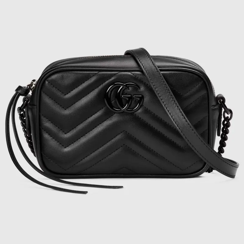Gucci 634936 GG Marmont Mini Kabelka přes rameno Černá matelassé chevron kůže