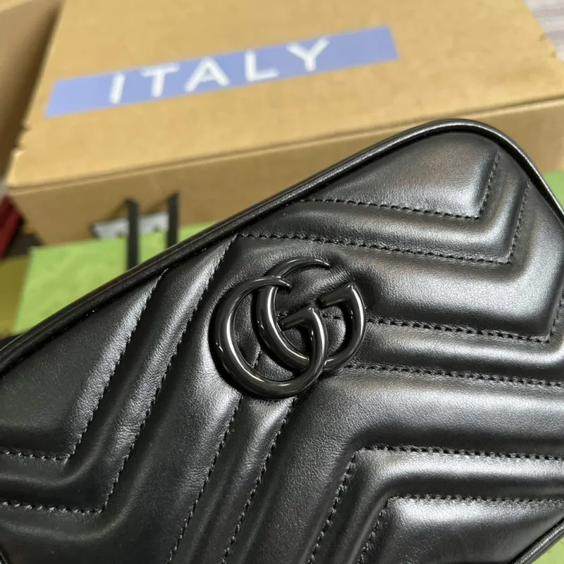 Gucci 634936 GG Marmont Mini Kabelka přes rameno Černá matelassé chevron kůže