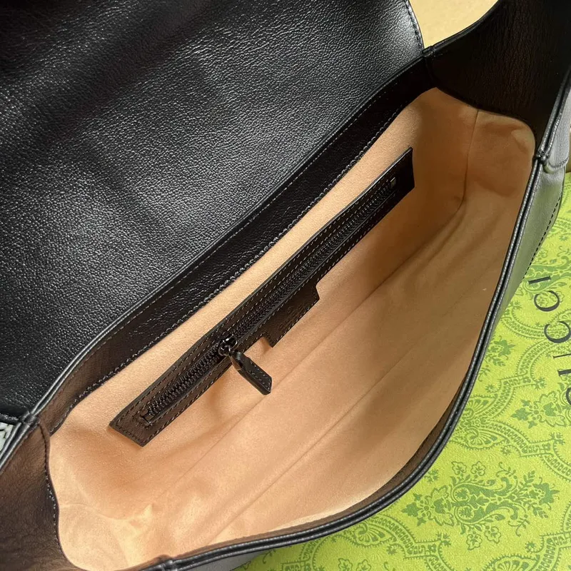 Gucci 767226 Aphrodite Malá ramenní taška Černá měkká kůže