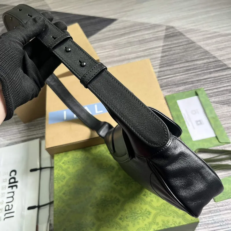 Gucci 767226 Aphrodite Malá ramenní taška Černá měkká kůže