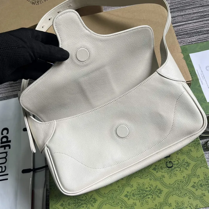 Gucci 767226 Aphrodite Malá ramenní taška Bílá měkká kůže