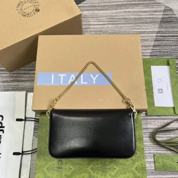 Gucci 752002 Gucci Horsebit 1955 Mini Taška Černá kůže