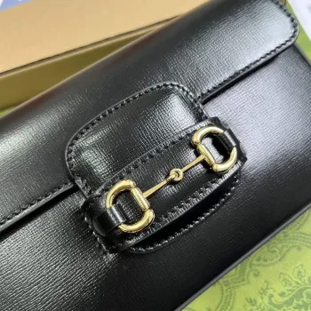 Gucci 752002 Gucci Horsebit 1955 Mini Taška Černá kůže