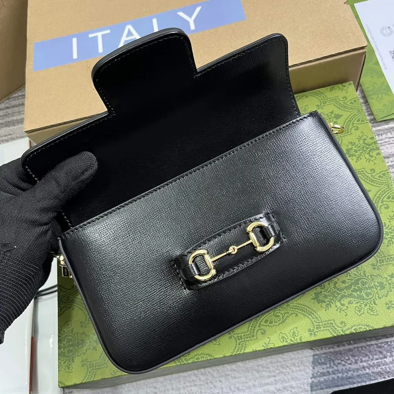Gucci 752002 Gucci Horsebit 1955 Mini Taška Černá kůže