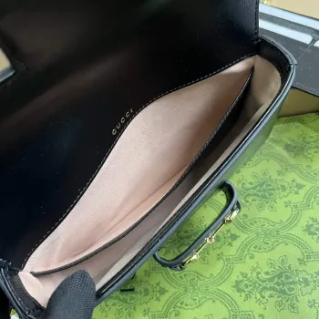 Gucci 752002 Gucci Horsebit 1955 Mini Taška Černá kůže
