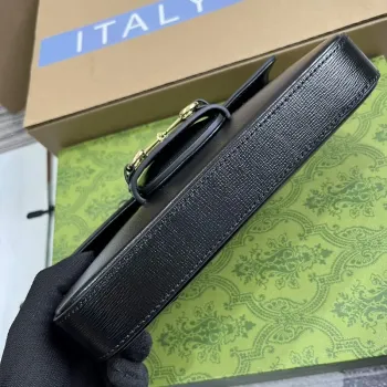 Gucci 752002 Gucci Horsebit 1955 Mini Taška Černá kůže