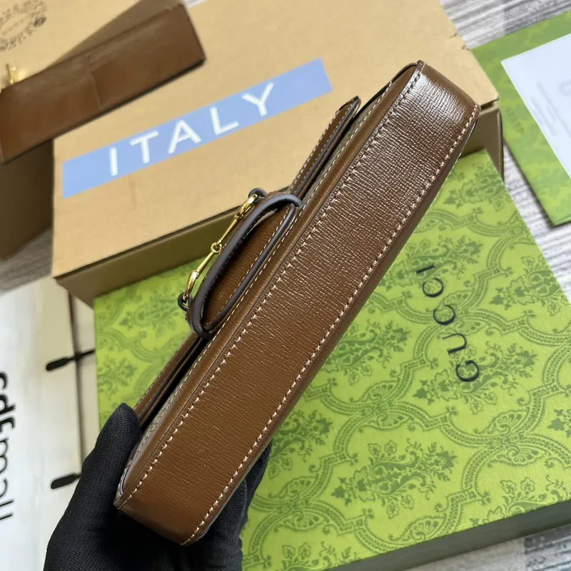 Gucci 752002 Gucci Horsebit 1955 Mini Taška Béžová a Hnědá