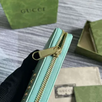 Gucci 772642 Zip Around Peněženka s Gucci Script Světle zelená