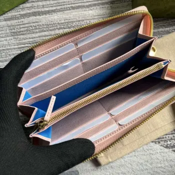 Gucci 772642 Zip Around Peněženka s Gucci Script Světle Růžová