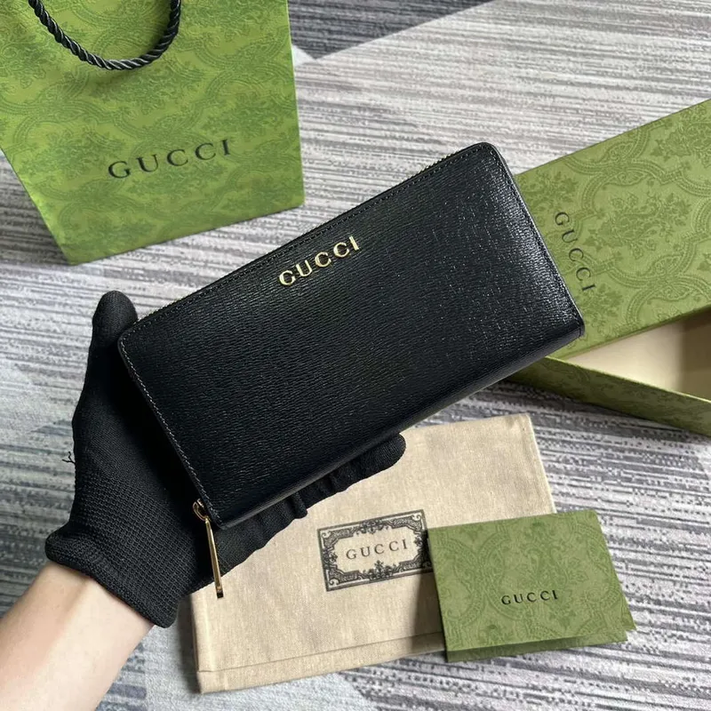 Gucci 772642 Zip Around Peněženka s Gucci Script Černá