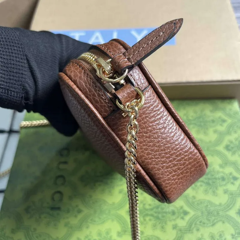 Gucci 772759 GG Marmont Mini Kabelka přes rameno Hnědá