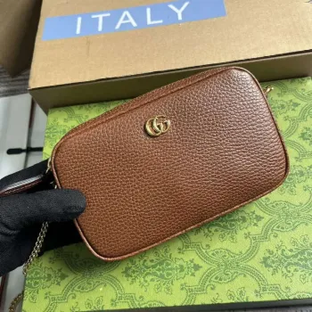 Gucci 772759 GG Marmont Mini Kabelka přes rameno Hnědá