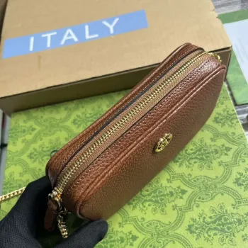 Gucci 772759 GG Marmont Mini Kabelka přes rameno Hnědá