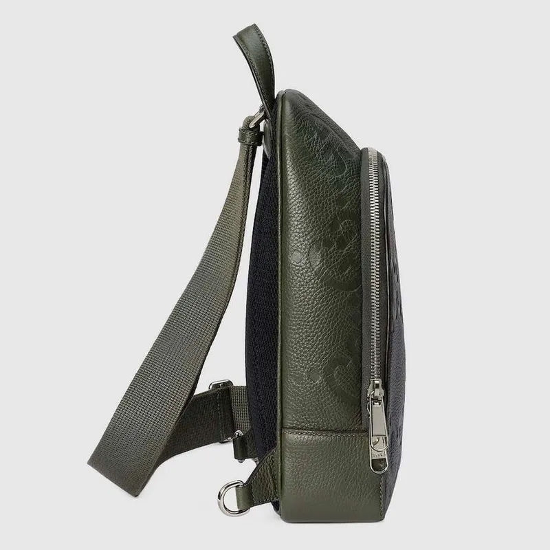 Gucci 766937 Jumbo GG Crossbody taška tmavě zelená