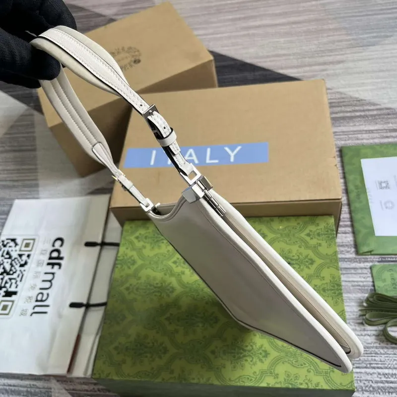 Gucci 764191 Gucci Horsebit Slim Malá Kabelka přes Rameno Bílá