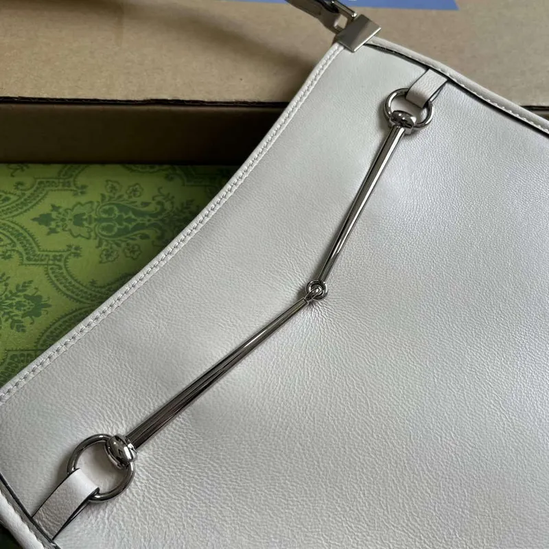 Gucci 764191 Gucci Horsebit Slim Malá Kabelka přes Rameno Bílá