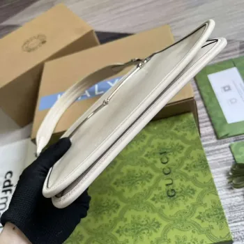 Gucci 764191 Gucci Horsebit Slim Malá Kabelka přes Rameno Bílá