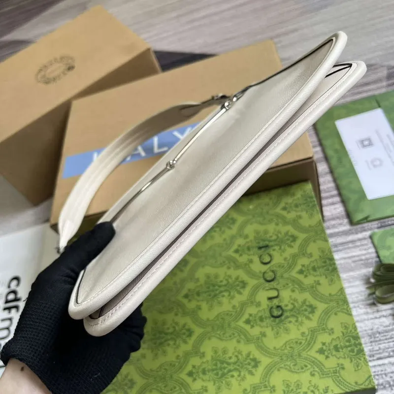 Gucci 764191 Gucci Horsebit Slim Malá Kabelka přes Rameno Bílá