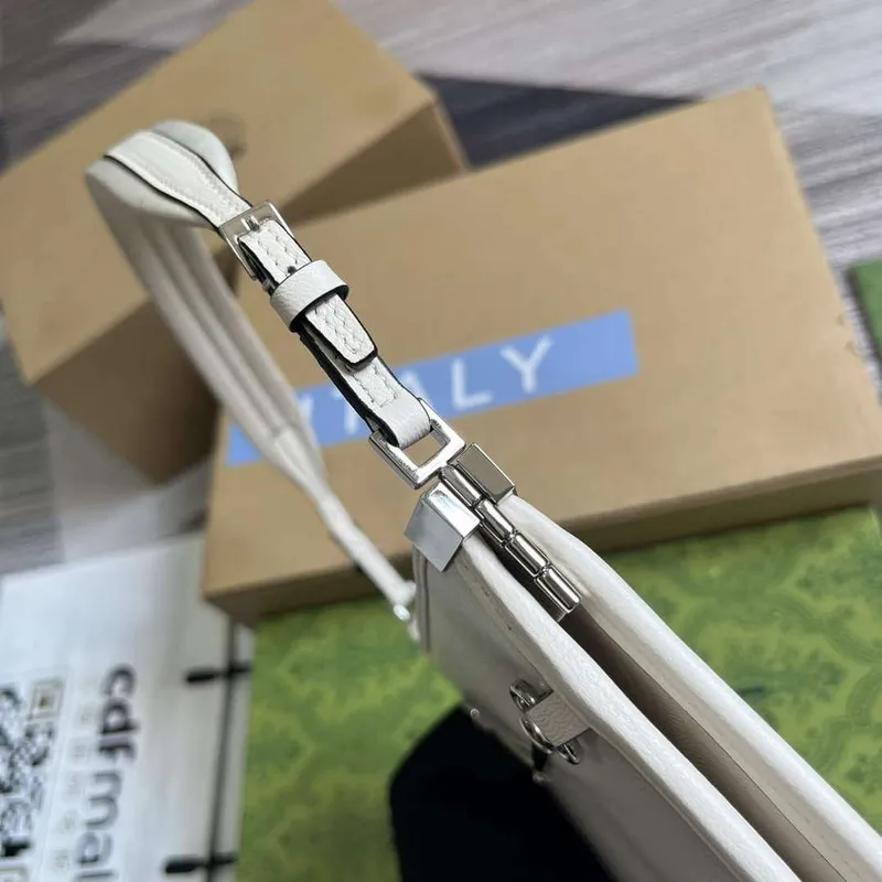 Gucci 764191 Gucci Horsebit Slim Malá Kabelka přes Rameno Bílá