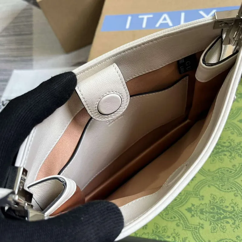 Gucci 764191 Gucci Horsebit Slim Malá Kabelka přes Rameno Bílá