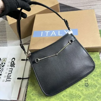 Gucci 764191 Gucci Horsebit Slim Malá Kabelka přes Rameno Černá