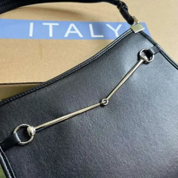 Gucci 764191 Gucci Horsebit Slim Malá Kabelka přes Rameno Černá