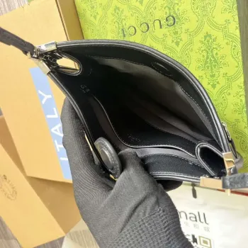 Gucci 764191 Gucci Horsebit Slim Malá Kabelka přes Rameno Černá