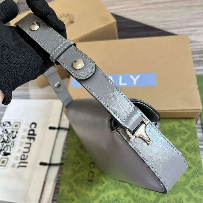 Gucci 764155 Gucci Horsebit 1955 Kabelka přes rameno Šedá