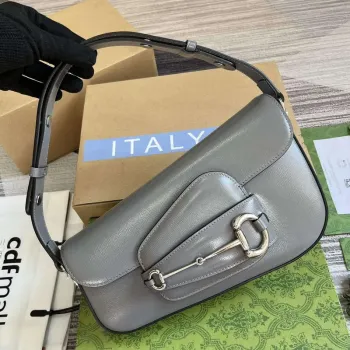 Gucci 764155 Gucci Horsebit 1955 Kabelka přes rameno Šedá